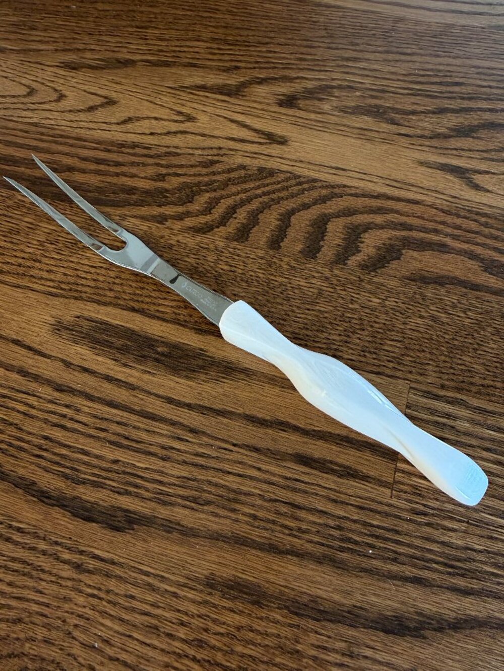 Cutco 1727W Carving Fork Pearl White 1727 Stainless Steel Tines Sharp Two Prong
